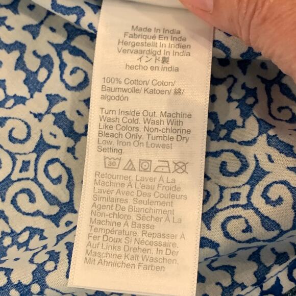 NWT J. Crew Blue and White Raglan Cotton Tassel Tie Boho Top  - SIZE MEDIUM - Picture 10 of 10